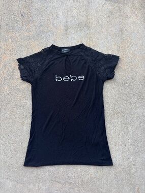 Y2K Bebe Lace Keyhole Top